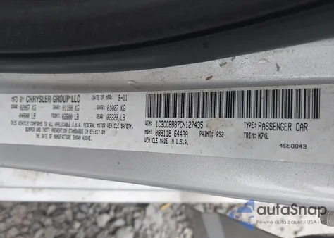 2012 Chrysler 200 Touring from USA, damaged, VIN 1C3CCBBB7CN127435